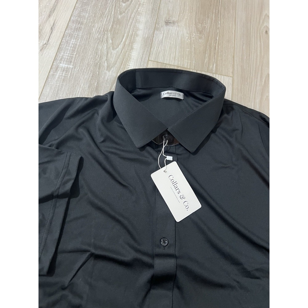 Collars And Co Men's Short Sleeve Button Up Shirt Size 3XL Solid Black